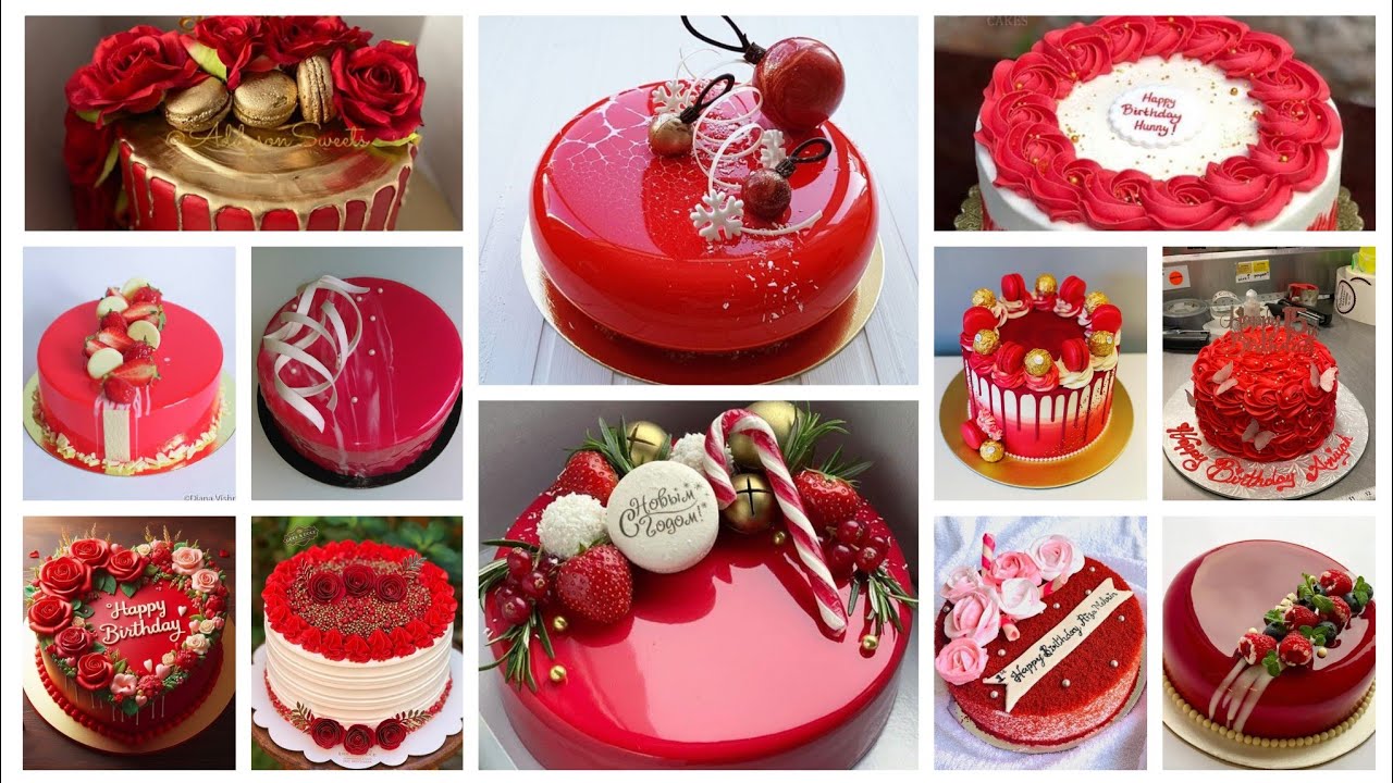 Red Colour Birthday Cake Designs 2025/Red Velvet Cake Designs/Anniversary Cake Design/Birthday Cakes