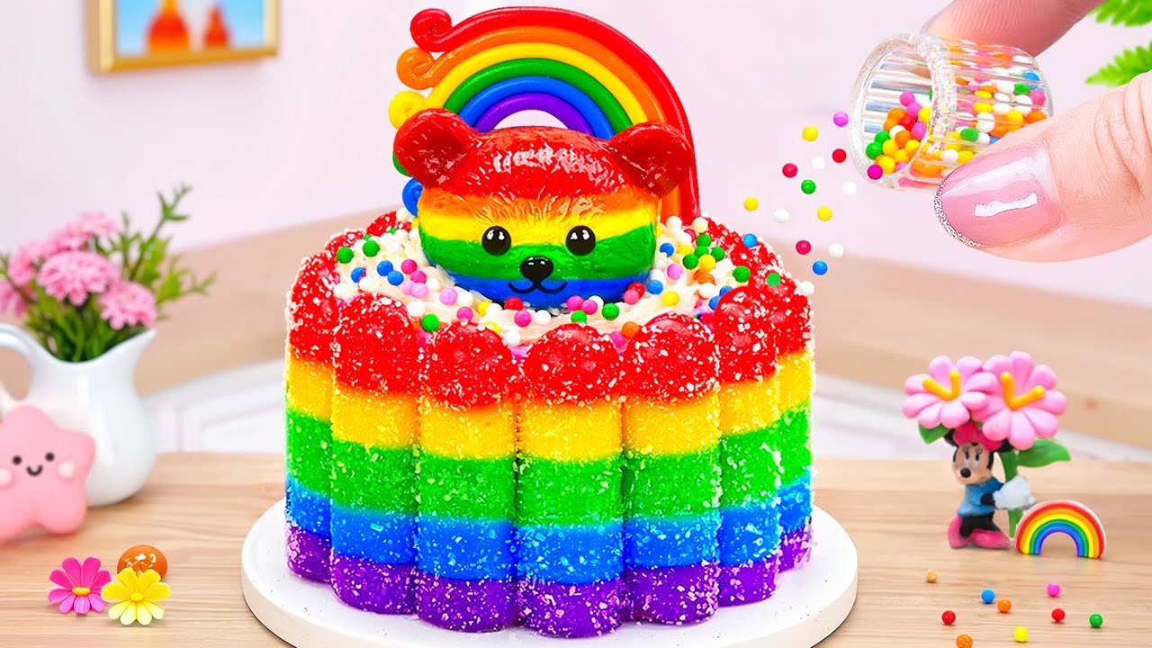 Cute Teddy Bear Rainbow Jelly Cake 🌈😍 Try Out Newest Miniature Jelly Cake Recipe Ideas 💗 Cake Corner