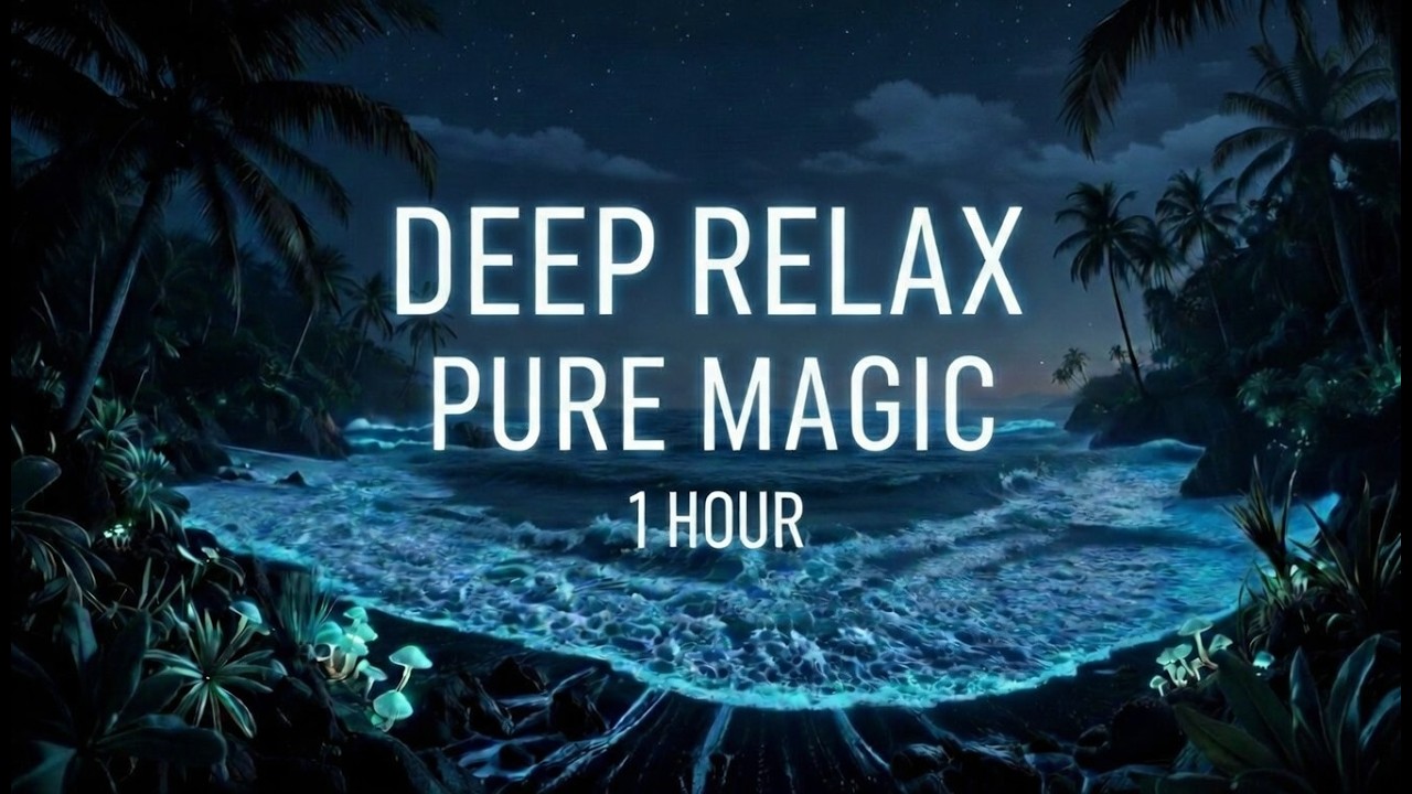 1 HOUR of Bioluminescent Waves 4K 🌊 Deep Sleep & Relaxation / Светящийся Океан : Магия Ночного Пляжа