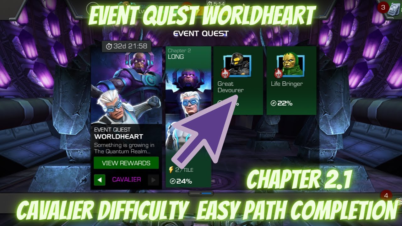 MCOC Event Quest Worldheart | Cavalier chapter 2.1 Easy Path Completion | Contest of Champion