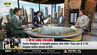 GET UP | ESPN Crew discuss Aaron Rodgers makes Steelers history with 3 consecutive games of 3 TDs