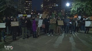 Protesters in opposition to Travis Co. cuts rally outside Governor’s Mansion