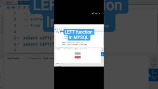 LEFT function in MYSQL #mysql #mysqltutorials #mysqldatabase #sql #sqlcommands #databaseconcepts