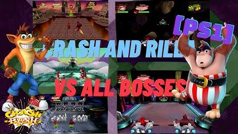 Crash Bandicoot and Rilla Roo vs. All Bosses [PS1 Graphics] | Crash Bash (PS1)