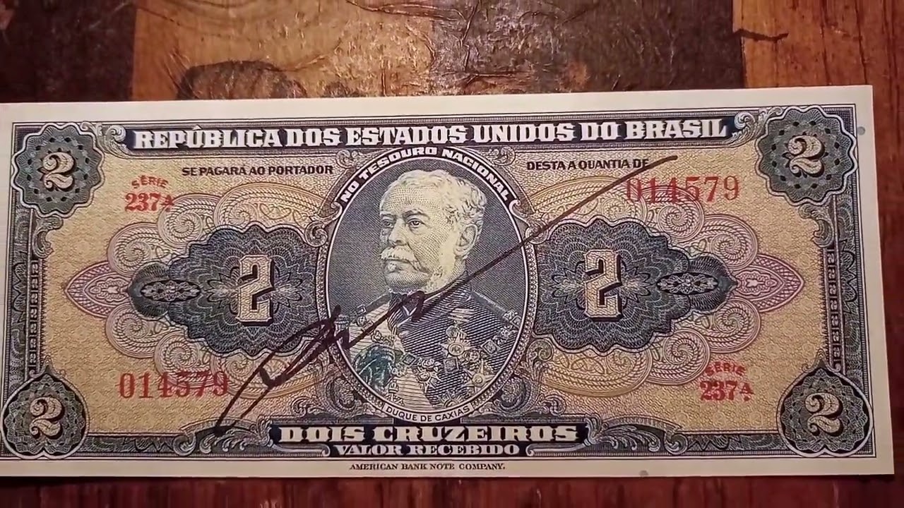 Cédula Antiga e Rara 2 Cruzeiros Autografada