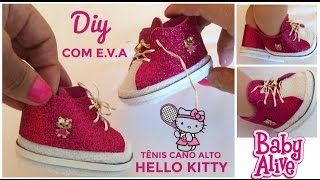 TÃŠNIS DA HELLO KITTY para BABY ALIVE- Diy- FAÃ‡A VOCÃŠ MESMO- Risoleta