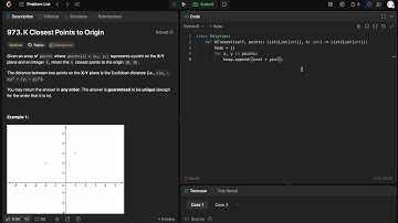 Leetcode 973 - K Closest Points to Origin - Python (NeetCode 63/150)