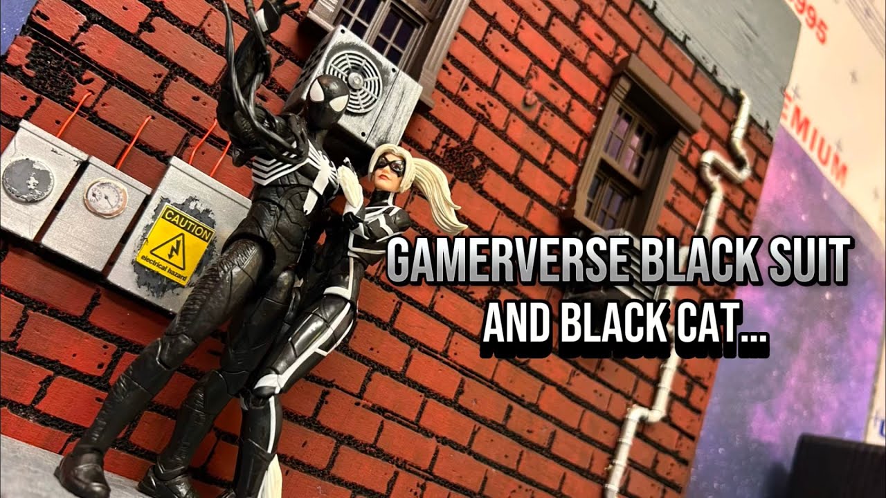 Marvel Legends Gamerverse Black Suit Spiderman and Black Cat action figure review…