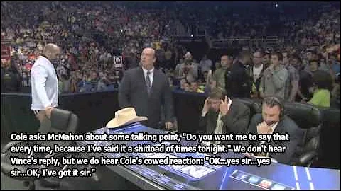 LEAKED Michael Cole unedited commentary (talking to Vince)