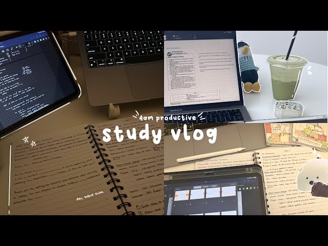 4am productive study vlog 📝🍵 day before exam, early mornings, study cramming, matcha u0026 more class=