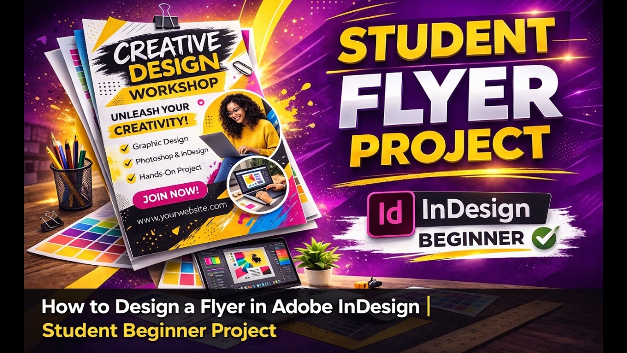 How to Design a Flyer in Adobe InDesign | Classroom Beginner Student ...