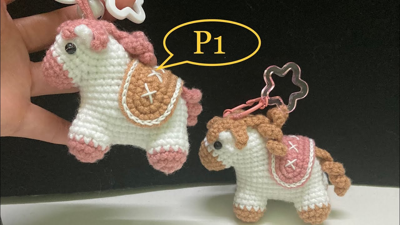 Hướng dẫn móc móc khóa con ngựa pony P1 (2)/ crochet keychain horse/ pony