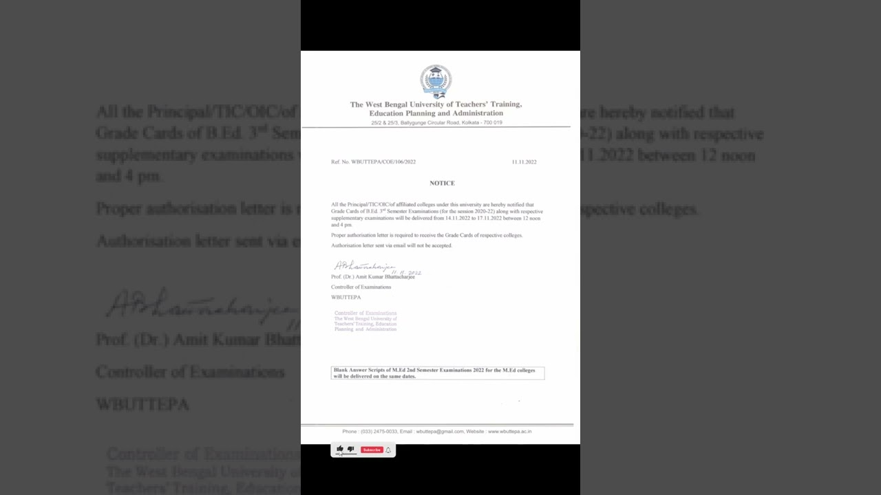 B.Ed 2020-2022 session New notice//WBUTTEPA New notice publish 