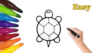 Easy Turtle Drawing Step by Step For Kids | Easy Art Lesson For Toddlers