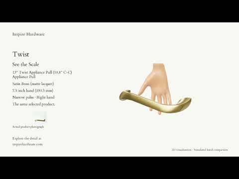 Video preview: Twist, Satin Brass (matte lacquer) / 13" Twist Appliance Pull (10.8" C-C)