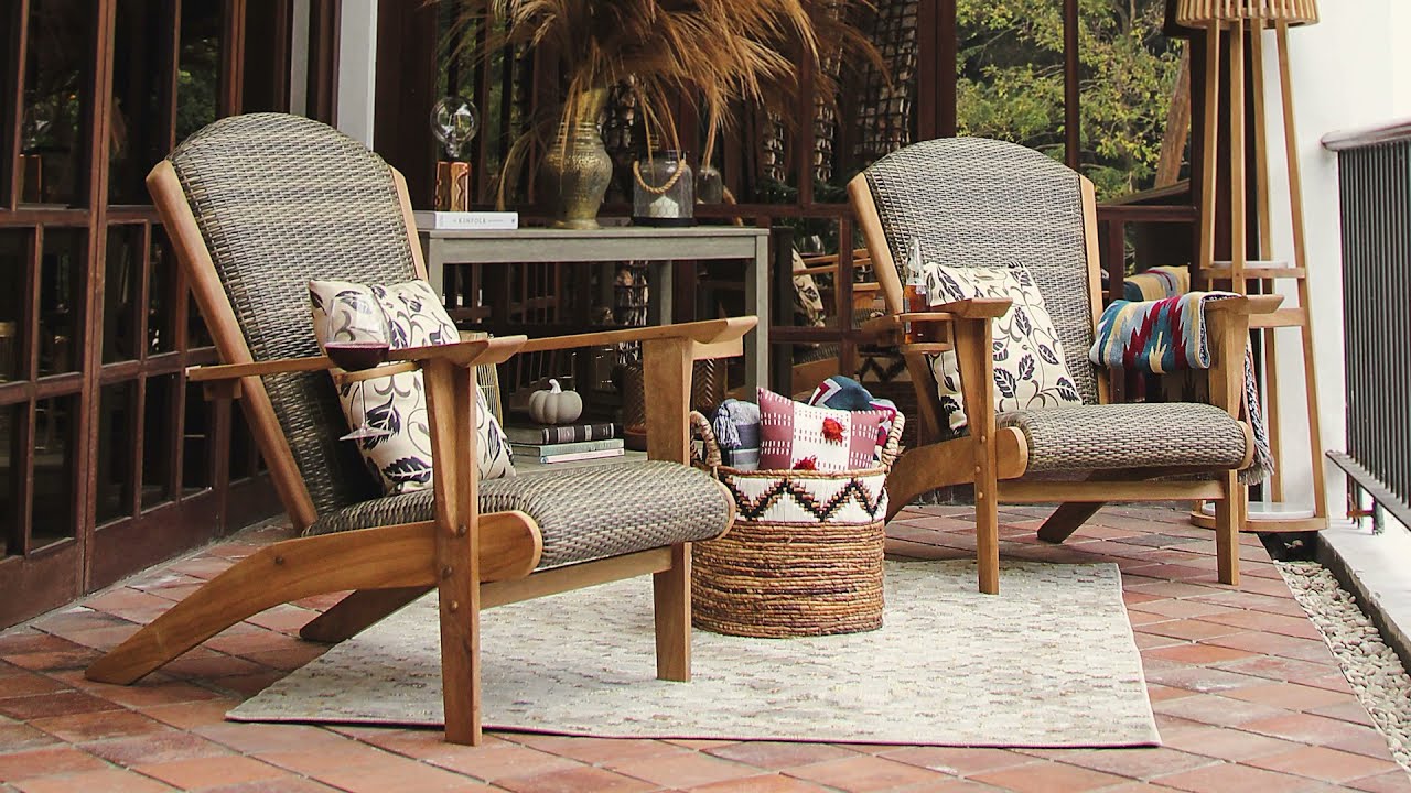 Auburn Upholstered Teak Outdoor Adirondack Chair - Cambridge Casual