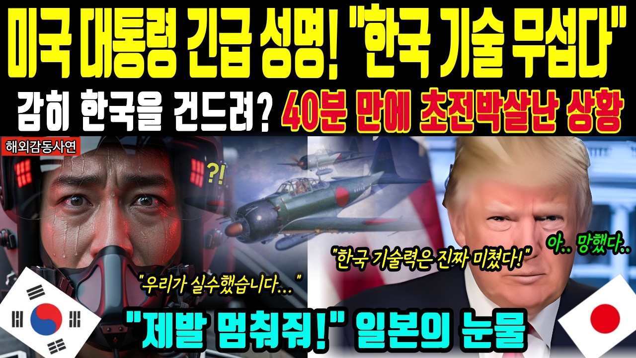 해외감동사연 미국 경악! 한국 기술 보고 진짜 미쳤다 선언! 40분 만에 일본 전역 굴복시킨 전율의 기적