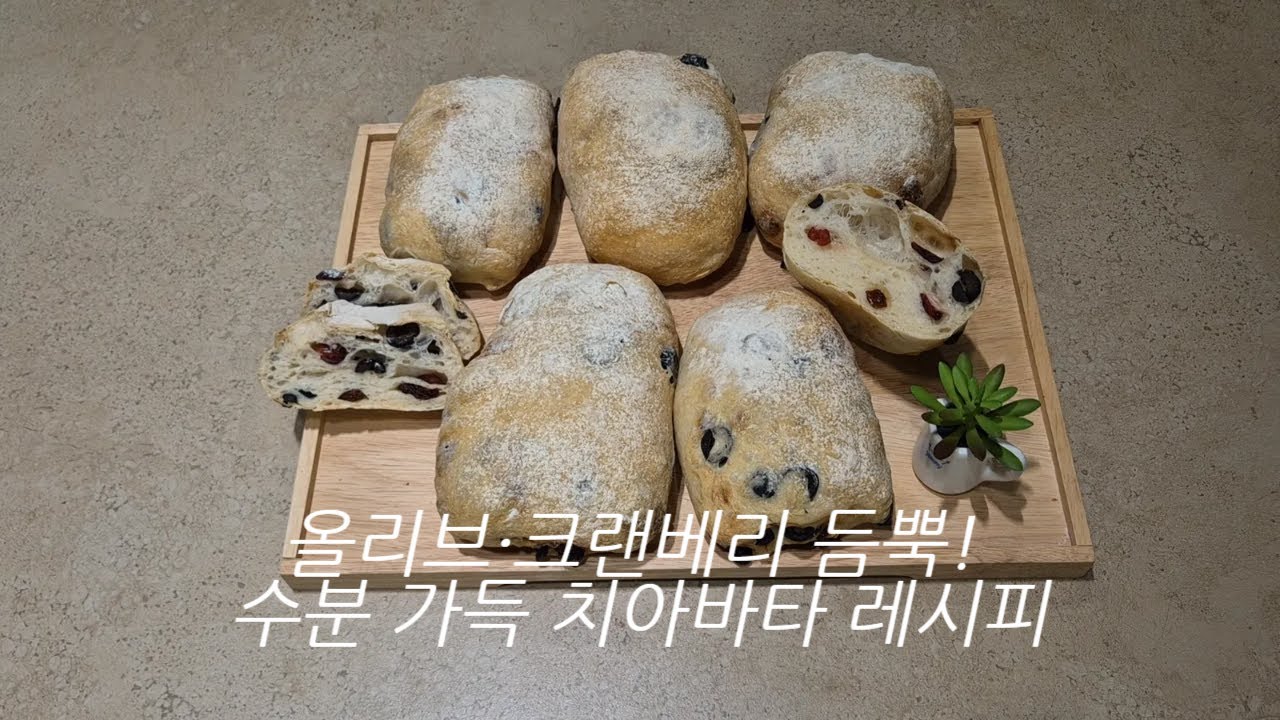 올리브·크랜베리 듬뿍! 수분 가득 치아바타 레시피