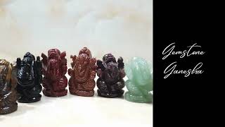 Gemstone Ganesha Statue, Natural Semi-Precious Gemstone Ganesha