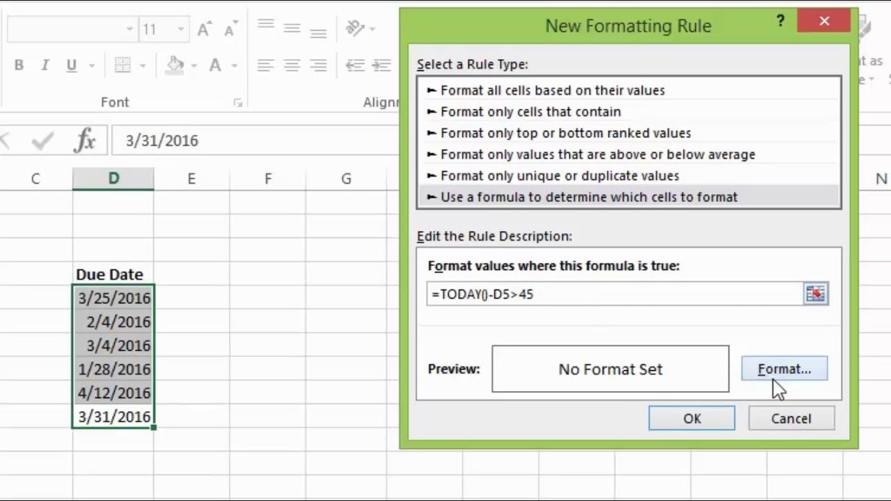Excel 2013 Tutorial How To Highlight Dates Based On Due Date YouTube Excel 2013 Tutorial How To Highlight Dates Based On Due Date YouTube