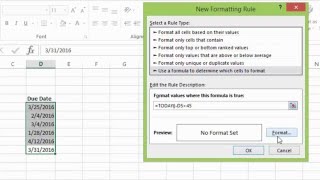 Excel  2013 Tutorial - How to Highlight Dates Based on Due Date Information