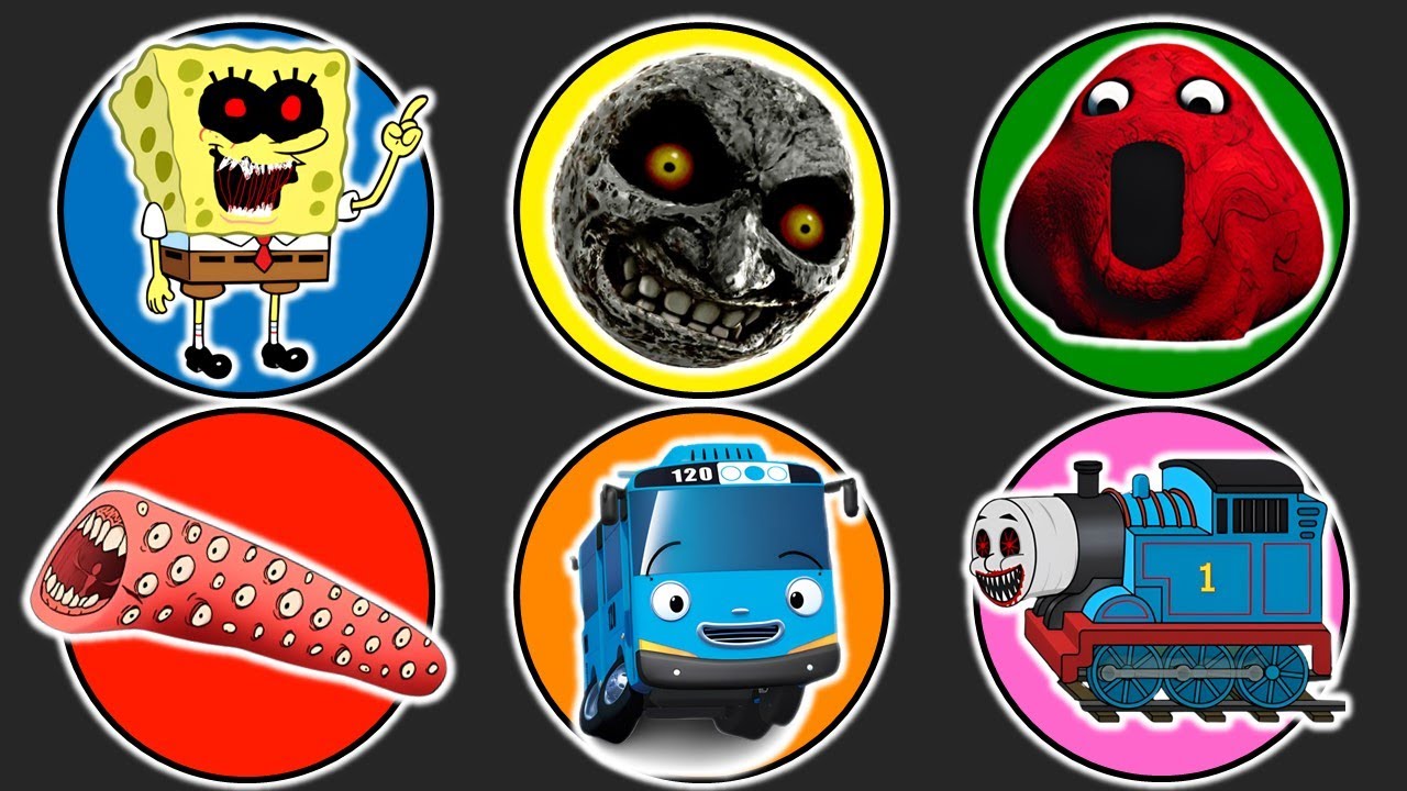 Spin Wheel Spongebob Exe, Scary Moon, Pou, Train Eater, Bus Tayo, Thomas Exe