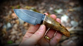 Damascus and Elk antler Hunter made from scraps