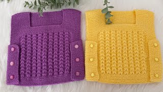 Yandan Düğmeli̇ Di̇ki̇şsi̇z Bebek Süveteri̇ Yapimi Çi̇tlembi̇k Örgü Modeli̇ 0-6 Ay Bebek Yeleği