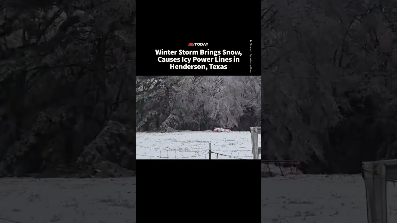 Winter Storm Brings Snow, Causes Icy Power Lines in Henderson, Texas