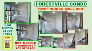 Hidden Study Table Forestville Condo. HWB S.Single Wardrobe +Top Storage Cabinet.HDB. BTO.HWB HUB.EC