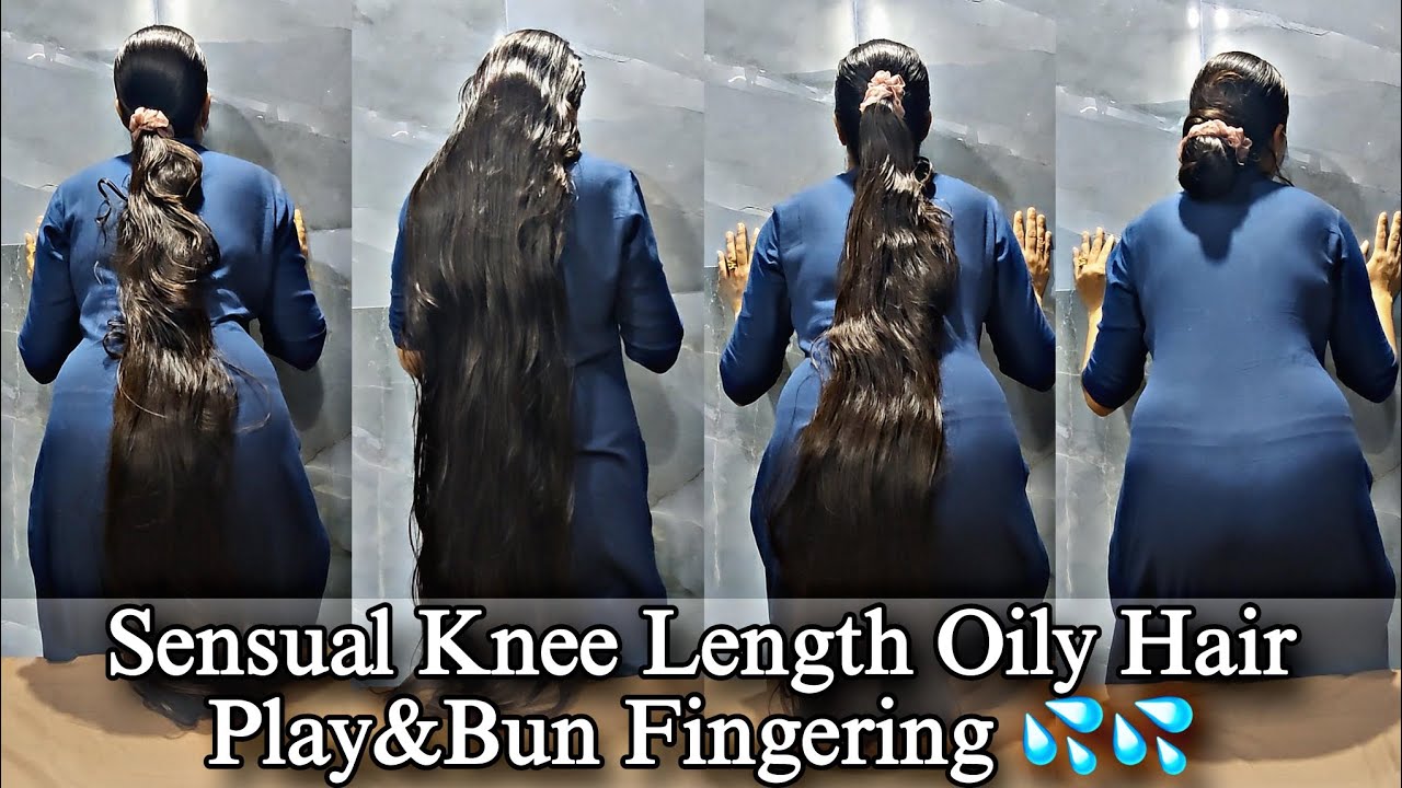 Sensual Hair Tease: Oiled Kneelength Hair, Sleek Styles & Seductive Poses
