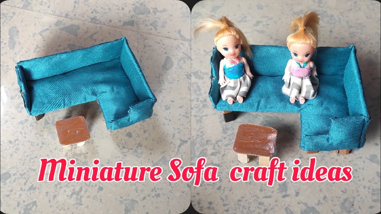 Miniature sofa making craft ideas/ old clothes reuse craft ideas/mini ...