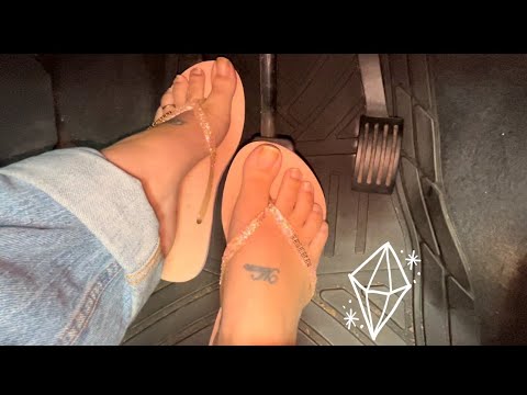 Driving in pretty pink flip flops