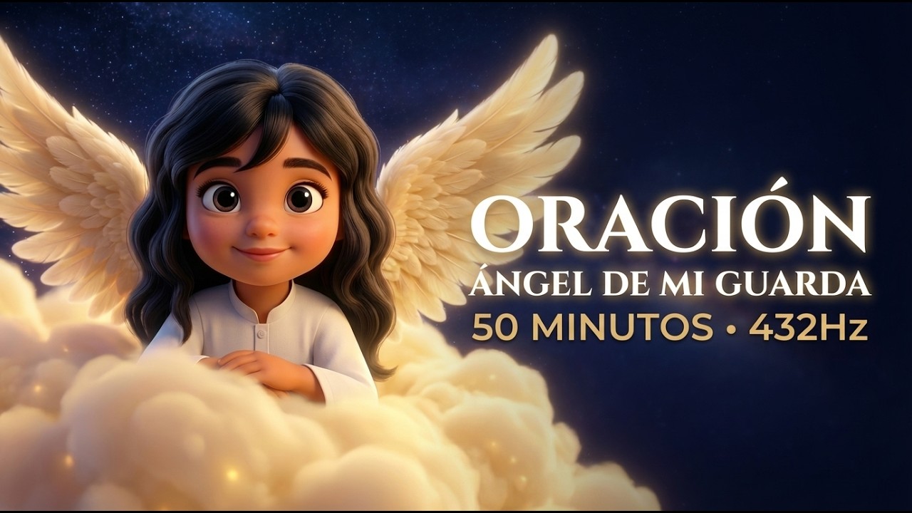 Oración Ángel de mi Guarda para Dormir Niños 👼 50 Min Lullaby & Prayer (432Hz)