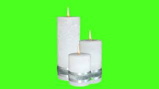 Green Screen White Candles With Burning Flame No Copyright (Free To Use)