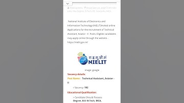 NIELIT Recruitment 2022 ll Vacancy - 182 ll Technical Assistant, Aviator -ll