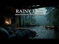 Rainy Jazz Piano & Soft Rain Sounds for Sleep | Cozy Rain Jazz in a Forest Cabin Ambiance