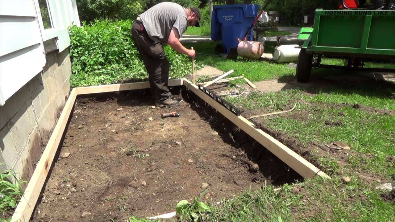 Digging a hole to get ready to pour concrete for a pad 