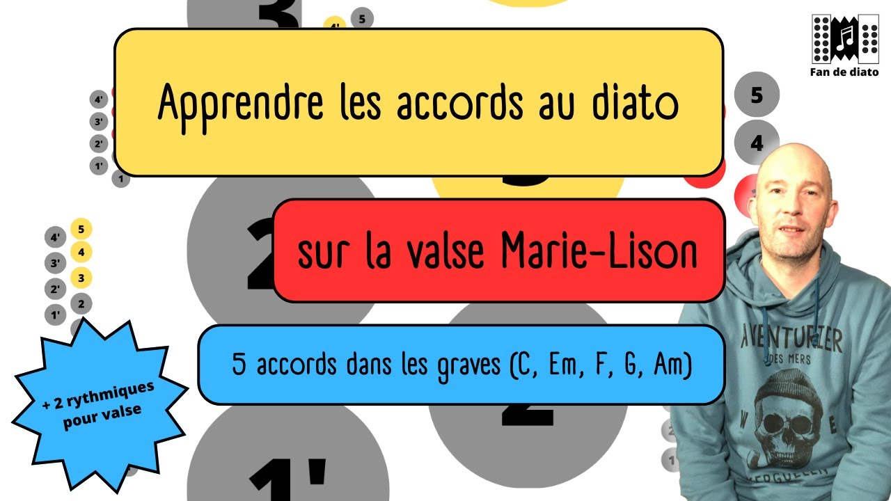 Apprendre 5 accords avec Marie-Lison et 2 rythmiques valse (tuto diato)