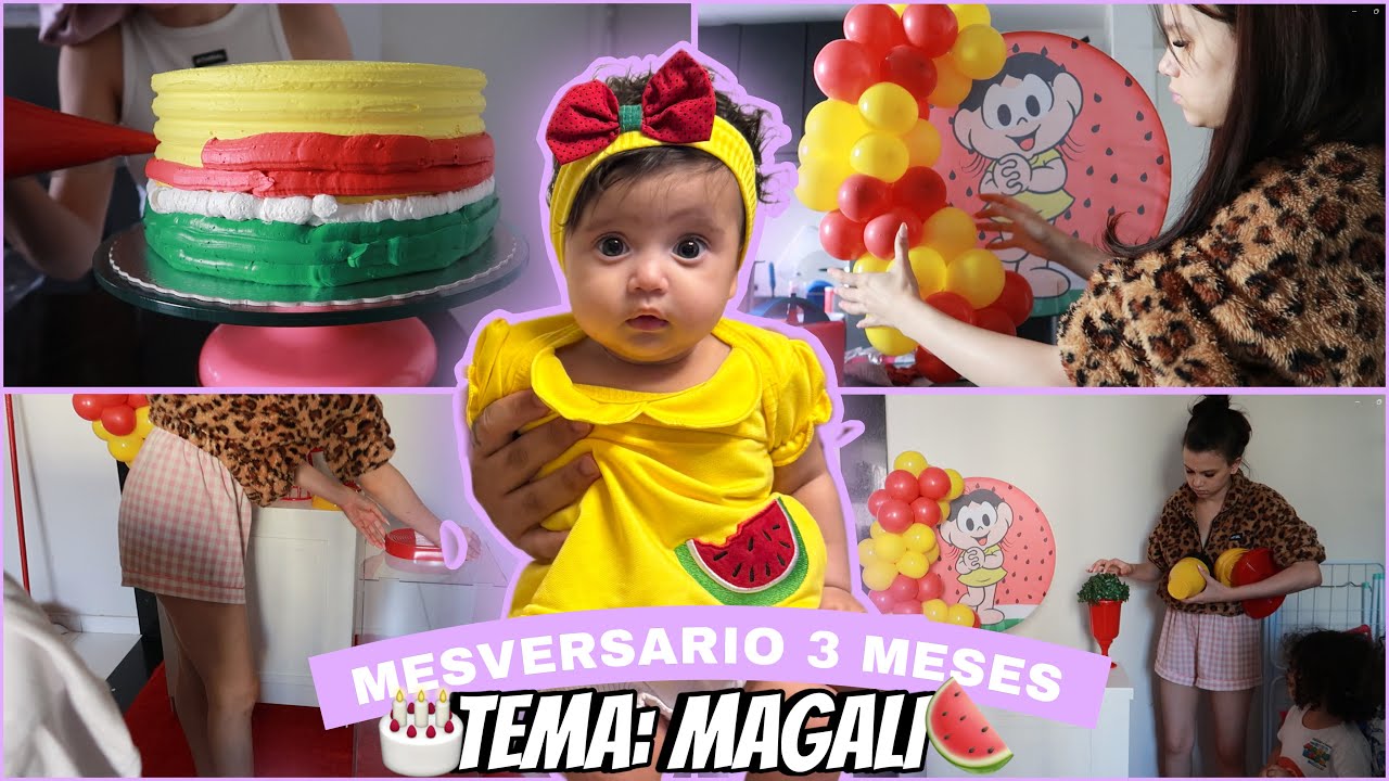 MÃE DE 5: 3 mesversario da baby, fiz o bolo e a decoração🎂🍉
