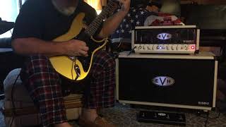 Fake Strat EVH 5150 III 50 watt 6L6 amp head cabinet. Vid for Sound  equipment demo purposes only.