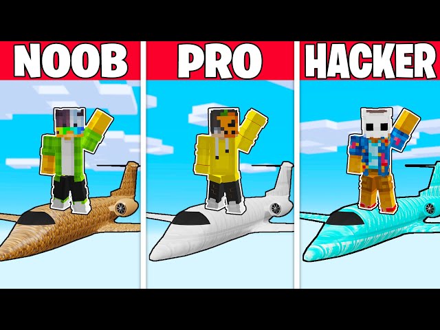 NOOB vs PRO vs HACKER: UÇAK YAPI KAPIŞMASI! - Minecraft class=