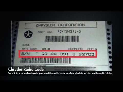 Chrysler Radio Codes From Serial Number All Models | PT Cruiser, 300C, Grand Voyager