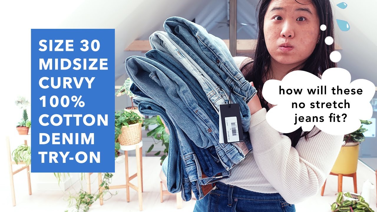 100% Cotton Denim Try On | Size 30 | Levi's Redone Rag & Bone Agolde High Waist Jean | Midsize Curvy