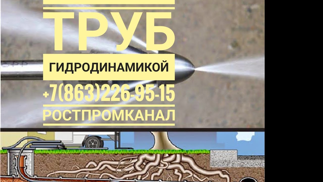 Прочистка труб канализаций гидродинамическим способом - YouTube
