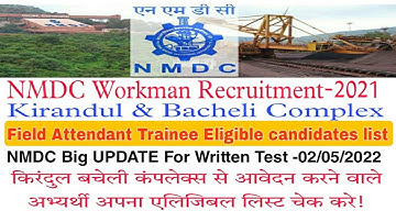 NMDC Workman Recruitment2021| Kirandul&Bacheli Complex| Field Attendant List Of Eligible candidates