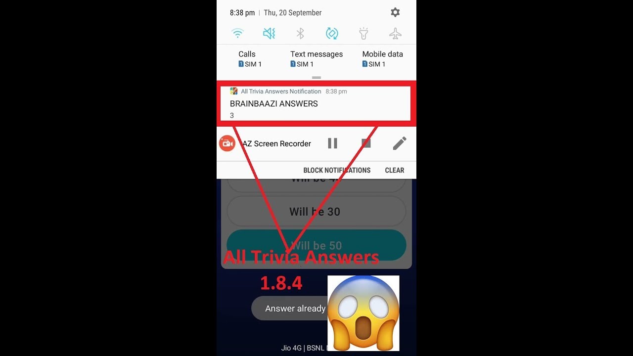 All trivia Answers Notification app Working 100% fine answer in 3 seconds