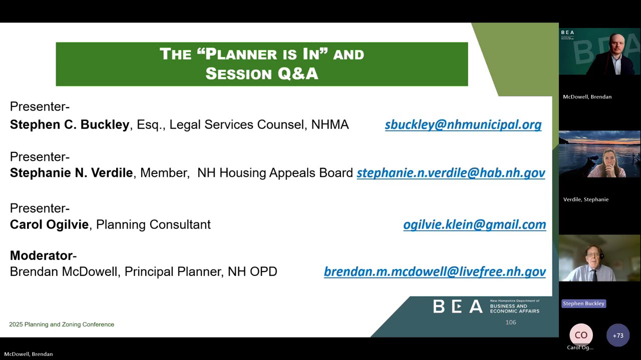 The Planner is In - NH OPD P&Z Spring Conference PB Track 05/10/2025