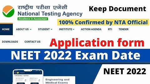 NTA Official :NEET 2022 Exam Date  Notification & Application Form | NEET 2022