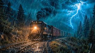 Arthur Morgan Drives a Cargo Train Through a Heavy Thunderstorm at Night | Relaxing Rain | RDR2 ASMR